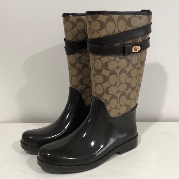 brown coach rain boots
